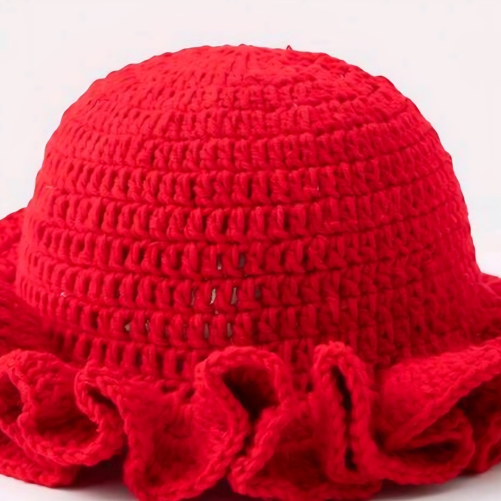Red and Black Crochet Hat Set For Sale - Picture 3 of 5